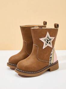 Children's Retro Boots Spring And Autumn New Print Girls British Embroidered Western Cowboy Boots Versatile Western Boots - Brown - View 5