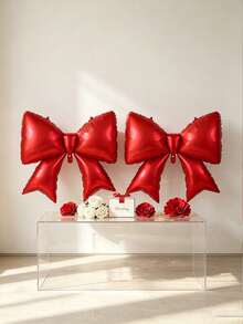 Bow-Shaped Aluminum-Foil Balloons, Suitable For Birthday Parties, Engagement Ceremonies, Girl-Themed Banquets, And Store Interior Decoration Setups. - 2 38-inch solid color bows. - View 12