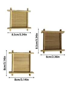 Haus Hana 6Pcs Bamboo Square Coaster, Japanese‑Style Well‑Shaped Teacup Holder, Heat‑Resistant Anti‑Scald Bamboo Tea Tray, Decorative Cup Mat, Practical Table Ornament For Kung Fu Tea Set, Home Tabletop Tea Ceremony Daily Use Decor Accessories - Multicolor - View 16