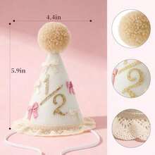 1set 1/2 Birthday Bow Crown High Chair Banner Set, 6 Months Old Girl Decoration, Pink Ribbon Bow Banner, Cake Smash Photo Prop - Pink - View 9