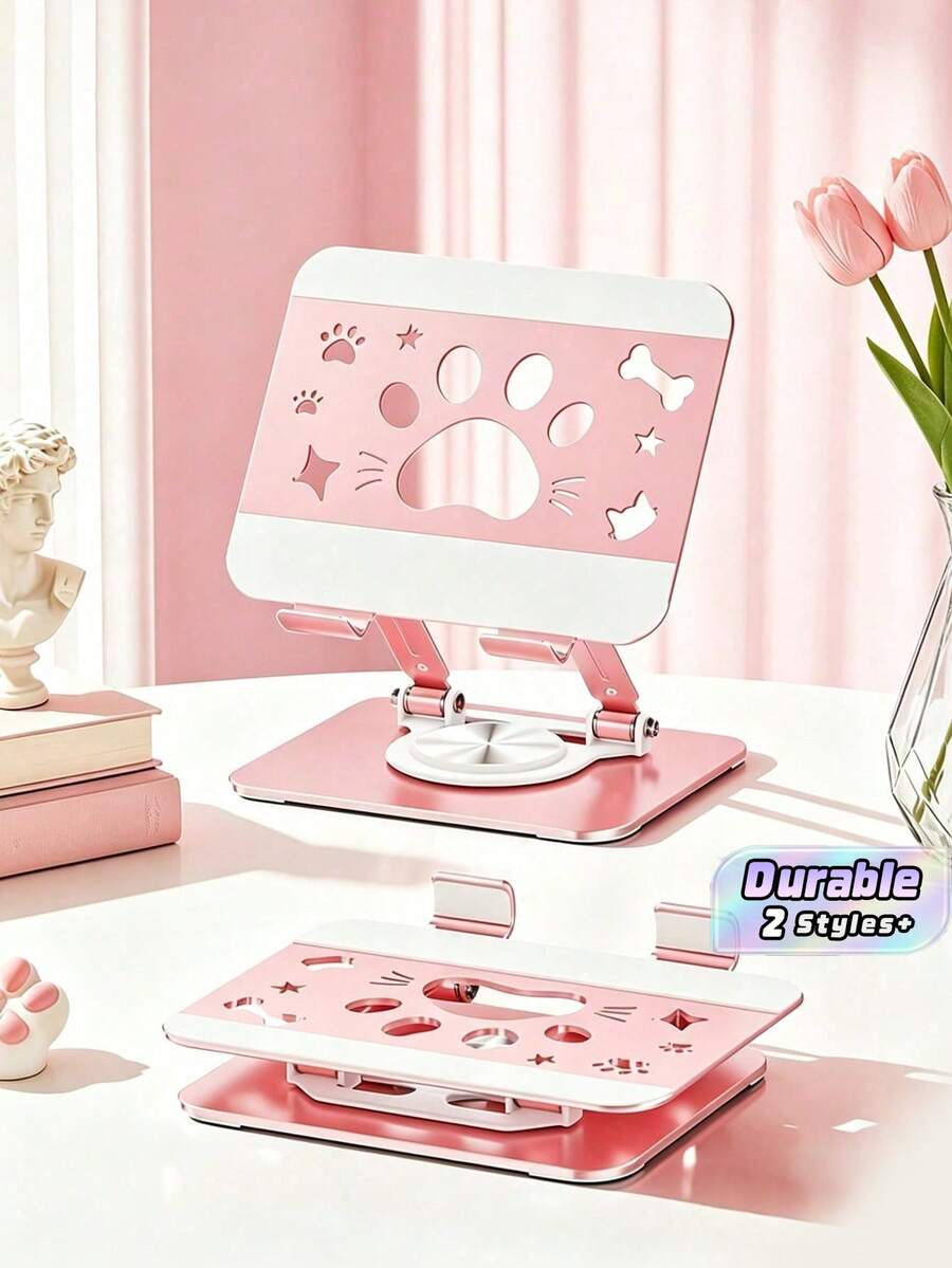 1 buah Dudukan Tablet/Ponsel Putar yang Dapat Diatur, Alas Tebal dan Stabil, Pembuangan Panas yang Baik, Desain Cakar Kucing Lucu Berongga, Dudukan Meja Multi Sudut, Cocok untuk Kantor, Belajar, dan Penggunaan Sehari-hari, Hadiah Liburan Ideal, Aksesori Penopang Ponsel Universal