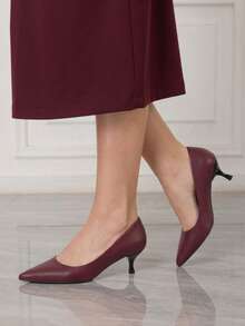 Sleekvia Women's Elegant Formal Mid-Heel Dress Shoes, Comfortable Lace-Up Commuter Shoes Suitable For Spring Wear And Evening Gatherings Kitten Heels Fall Shoes - Vintage burgundy - View 3