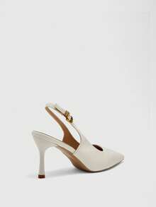 CUCCOO BIZCHIC Women's Pointed-Toe Stiletto Heels, Off-White, With Back Straps And Open Back, Versatile For Everyday Wear And Commuting To Work. - subbeige - View 9