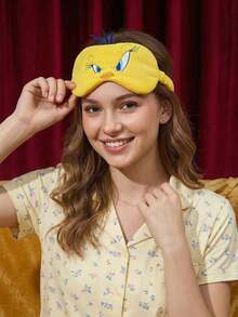LOONEY TUNES X POKOJA LAND 1pc Officially Licensed Tweety 3D Embroidered Eye Mask, Cute Yellow Bird Light-Blocking Sleep Mask, Cartoon Plush Eye Cover For Naps, Travel, Office Nap, A Fun Gift For Birthday Or Anniversary - Yellow - View 2