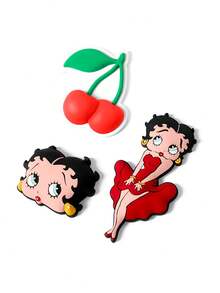 Betty Boop x SHEIN 3 Creative Refrigerator Stickers, Refrigerator Decorations, Suitable For Kitchen And Office Whiteboards - Betty Boop - View 4