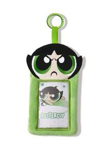 THE POWERPUFF GIRLS X SHEIN Grass Green Animation Card Bag, Three-Dimensional Hair Shape, Suitable For Putting Idou Small Cards, Work Cards, Campus Cards, Transportation Cards, Etc., Transparent PVC Window Design, Can Be Hung On The Bag - Powerpuff Girls - View 3