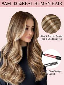 10片裝 25克 Balayage Remy #P6/613/T4 巧克力棕至栗棕與漂染金髮色 22英吋貼片式接髮 柔軟絲滑直髮 真人真髮 自然貼片接髮 女款 - S6/613T4 - 查看 9