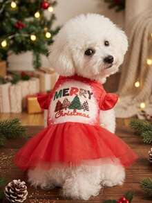 PETSIN Christmas Red Mesh Princess Dress For Pets - Multicolor - View 1