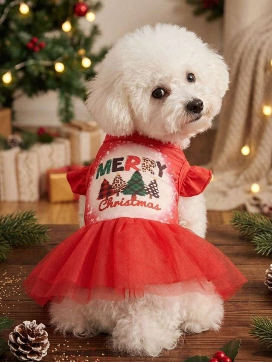 PETSIN Christmas Red Mesh Princess Dress For Pets - Multicolor - View 1