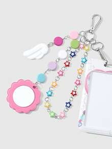 ROMWE Anime 1 Sweet, Fresh And Fashionable Multi-Colored Star Chain, Fish Cake Mirror Wings, Electronic Pet Machine, Acrylic Student Card, Campus Card, Star Card Cover DIY Keychain, Bag Pendant 1662516. - A - View 6