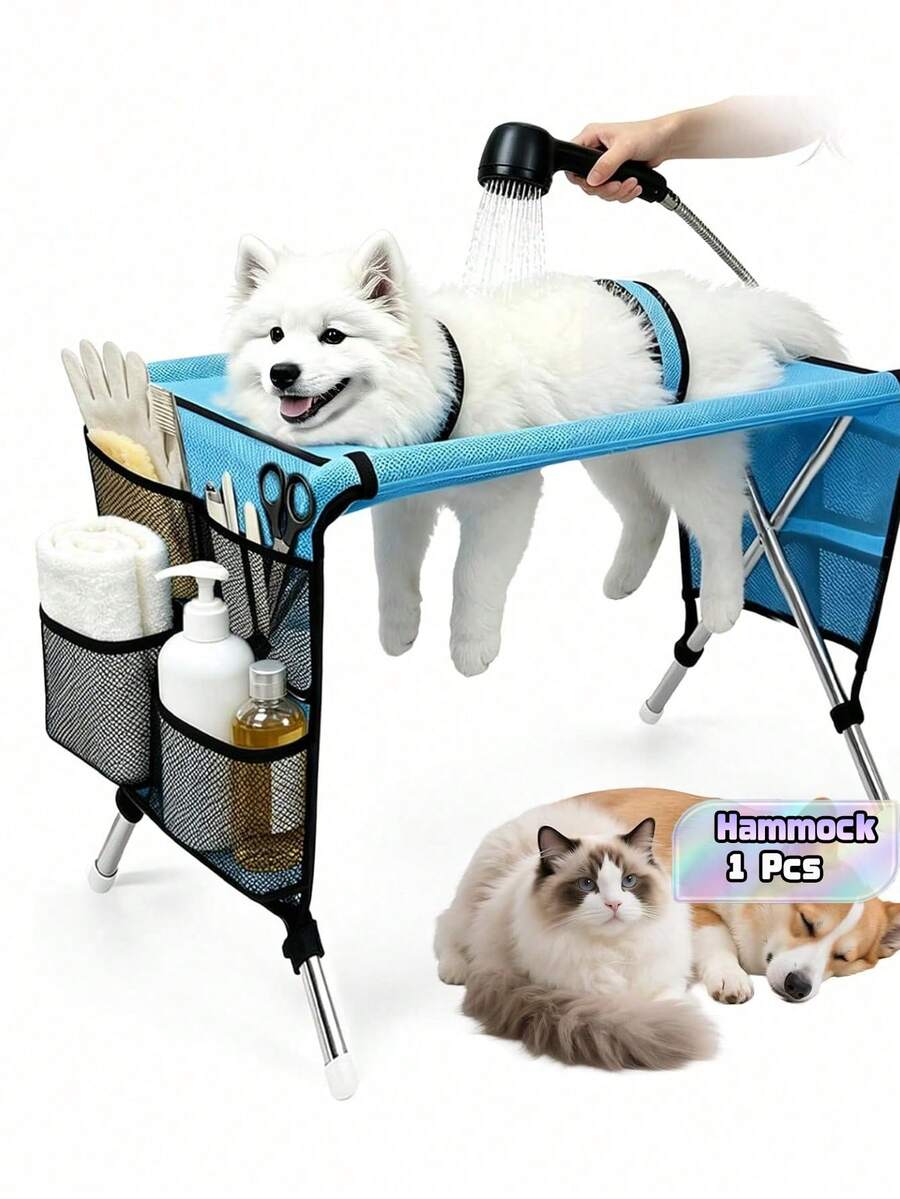 1 [Best‑Selling] Pet Grooming Table For Cats And Dogs, Household Foldable Cat Trimming Styling Pet Grooming Table, Fixed Support Detachable Pet Care Bed, Small Dog Hammock - one-size - View 1