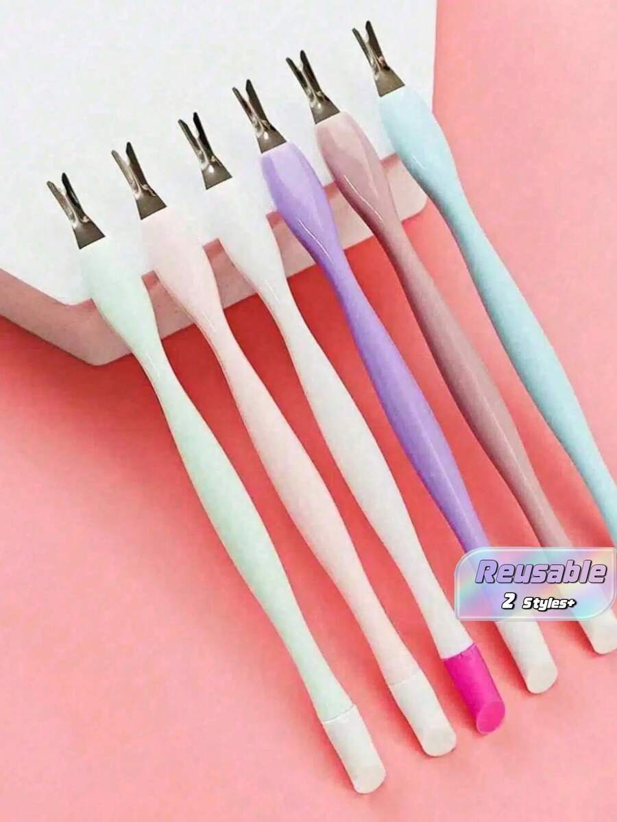 1/3/5‑Piece Set, 2‑In‑1 Double‑Ended Cuticle Pusher, Nail Stickers, Nail Buffer, Stainless‑Steel Nail Clippers, Foot File, At‑Home Manicure Kit (Color Random) - Multicolor - View 1