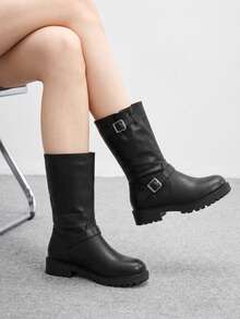 CUCCOO BIZCHIC Women's Flat Boots Daily Simple Fashion Commuting Elegant Dating Comfortable Casual Boots Fall Boots - Black - View 3