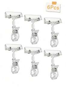 6/12pcs Transparent Sign Holders, Plastic POP Clips, Rotatable Double-Sided Clips, Suitable For Retail Baskets, Menus, Clothing Display - Multicolor - View 8