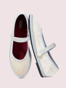 CUCCOO DOLLMOD Women's Shoes Round Head Apricot Velvet Word With Cloth Buckle Comfortable Basic Retro Daily Wear Versatile Flat Shoes - Apricot - View 1