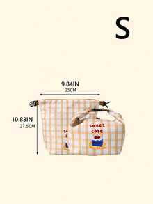 1PC Thickened Insulated Lunch Bag, Silver‑Coated Aluminum Film Bento Tote Bag, Waterproof Oil‑Resistant Handheld Lunch Box Pouch For Daily Food Storage - Multicolor - View 8