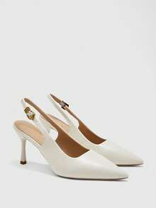 CUCCOO BIZCHIC Women's Pointed-Toe Stiletto Heels, Off-White, With Back Straps And Open Back, Versatile For Everyday Wear And Commuting To Work. - subbeige - View 1
