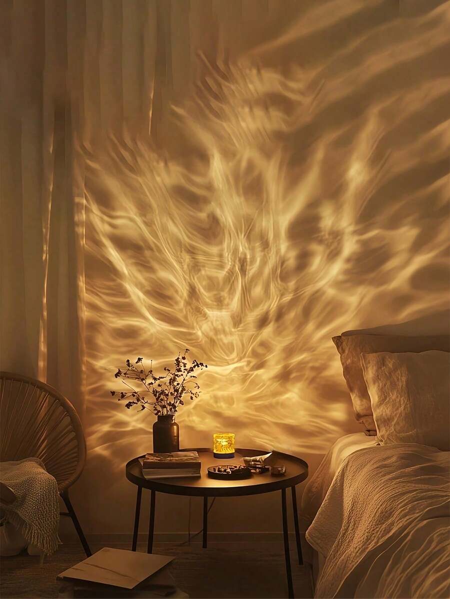 USB Powered Cylindrical Water Ripple Projector Light, Dynamic Light Effect RGB Ambient Night Light, Rotatable Light Color, 16 Colors 2 Options, Lamp For Bedroom, Corridor, Camping, Birthday Photos - Cylindrical Water Ripples - View 1