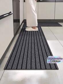 1PC Cuttable Non-Slip Entrance Doormat, Shoe Scraper Rug For Front Door Kitchen Hallway Home Decor - Gray Stripes - View 1