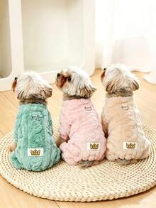 Cozy Fleece Dog Jumpsuit With Built-In D-Ring, XS-L Sizes, Soft Warm 4-Legged Puppy Pajamas, Elastic Cuff Pet Clothes, Fall Winter Cold Weather Outfit For Small Dogs Yorkshire Terrier. - Multicolor - View 1