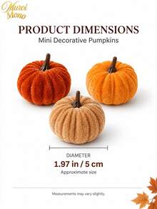 3/6/12pcs Mini Velvet Artificial Pumpkin Decor,Foam Core,Thick Velvet Fabric Exterior,Suitable For Autumn Atmosphere Decoration,Thanksgiving Harvest Backdrop,Birthday Party Tabletop Decor,Dining Table Centerpiece,Autumn Home Decor,Halloween Party - pumpkin - View 4
