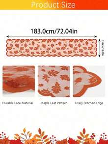 1 Buah Taplak Meja Runner Daun Maple Renda Oranye 13x72 Inci Dekorasi Musim Gugur Panen Thanksgiving Bahan Kain Poliester untuk Dapur Ruang Makan Gaya Farmhouse Pesta Rumah - beraneka warna - View 8