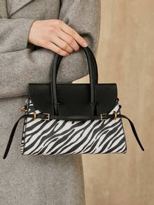 MOTF PREMIUM WOMEN'S FASHION ZEBRA PATTERN HANDBAG, EXQUISITE STRAP BUCKLE, RETRO SPLICING CONTRASTING COLORS, FOR DAILY, COMMUTING, SHOPPING, FESTIVALS - zebra pattern - View 6