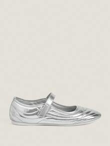 Vate Solid Color Pointed Toe Casual Comfortable Flat Shoes, Suitable For Spring And Summer - Silver - View 5
