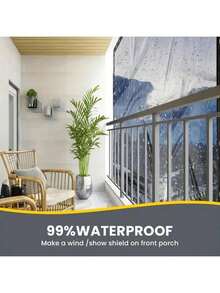 1pc Heavy Duty Transparent Vinyl Tarp - Waterproof & Windproof, With Extra Grommets And Ropes, Suitable For Outdoor Use - Ideal For Patio, Porch Canopy, Plant Cover, And Camping - Multicolor - View 5