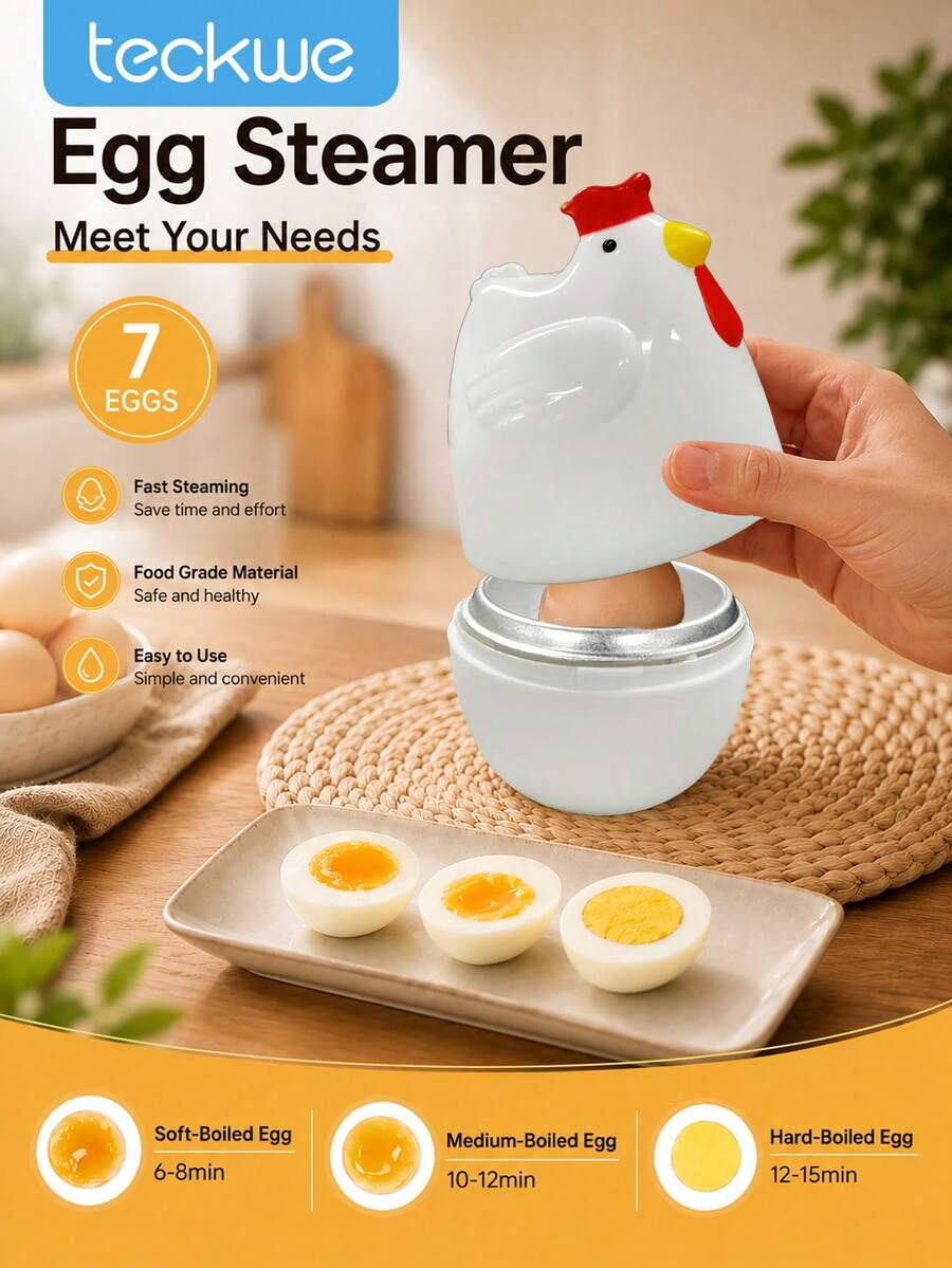 Teckwe Single Egg Microwave Cooker Food‑Grade Material Portable Egg Shaped Design Quick Breakfast Making Tool For Kitchen Use - one size fits all - View 1