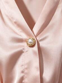 1 Pack 10 Pieces Twist‑Edge Pearl Rhinestone Inlaid Round Metal Buttons Versatile Decorative Fasteners For Women Sweaters Fur Coats Outerwear Hand‑Sewn Clothing Accessories - 10pcs - View 2