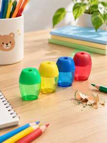 Five Canned Candy-Colored Handheld Stationery Pencil Sharpeners With A Simple Design That Won't Get Your Hands Dirty And Come With A Trash Bin - Random 5pcs Barrel - View 6