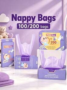 1 Box = 100/200 Pcs, Portable Desktop Garbage Bag, Diaper Portable Plastic Bag, Deodorant Diaper Storage Bag, Baby Diaper Bucket Replacement Bag. - Multicolor - View 6