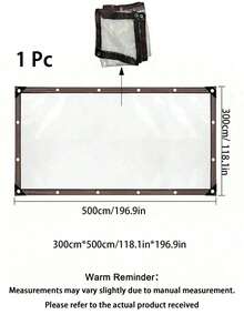 1pc Heavy Duty Transparent Vinyl Tarp - Waterproof & Windproof, With Extra Grommets And Ropes, Suitable For Outdoor Use - Ideal For Patio, Porch Canopy, Plant Cover, And Camping - Multicolor - View 15