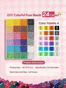 24 Colors MARD Fusion Beads Refill Pack, 2.6mm, Educational DIY Craft Supplies - Multicolor - View 6