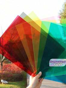 10pcs 0.3mm Colored PVC Transparent Plastic Sheets, Colored Plastic Film Sheets, Transparent Plastic Sheets For Handcraft DIY (All Transparent Plastic Sheets Have Protective Film On Both Sides, Please Remove Before Use) - A4 - View 1