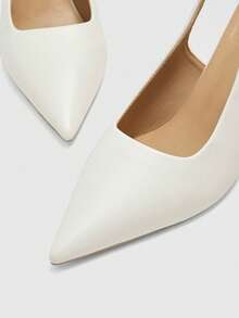 CUCCOO BIZCHIC Women's Pointed-Toe Stiletto Heels, Off-White, With Back Straps And Open Back, Versatile For Everyday Wear And Commuting To Work. - subbeige - View 8