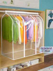 1-Pack S/M/L Dust-Proof Garment Bags For Hanging, Household Dust-Proof Hanging Bags, Fully Enclosed Dust-Proof Storage Bags For Jackets, Long Transparent Hanging Garment Bags, Suitable For Closet Storage, Bottom-Sealed Hanger Covers - Clear - View 1