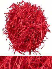 1 Pack Red, 20/50/100g Raffia Gift Box Filler, Creative Padding Grass For Birthday, Wedding, And Bridesmaid Gifts, Crinkle Cut Tissue Paper, Craft Shred Confetti Raffia Paper Filler For Easter Gift Box Wrapping Packing Filling - Red - View 6