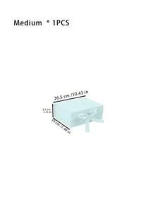 1pc Ribbon Gift Box, Foldable Hard Box With Bow For Wedding Favors, Birthday & Holiday Presents, One-Piece Cosmetic Packaging Case - Baby Blue - View 10