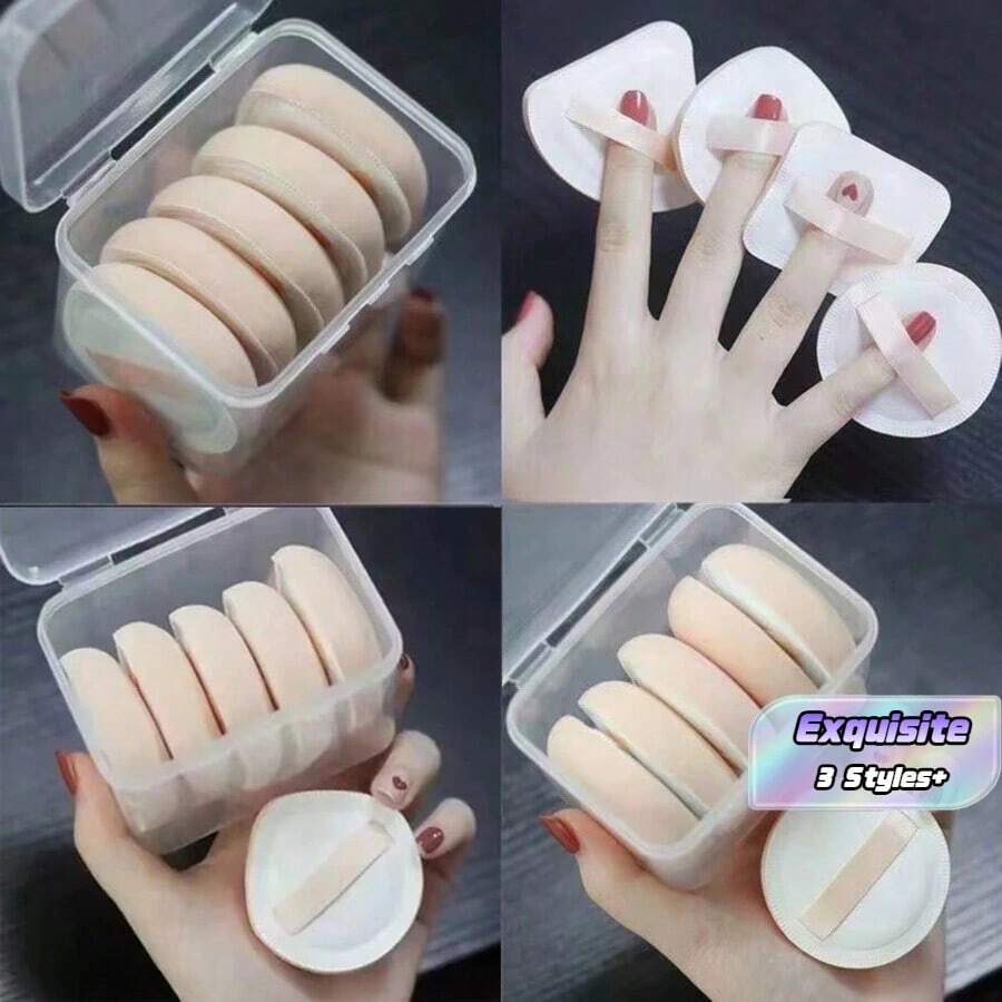 5pcs Round Shape Portable Foundation Powder Puff Drop Shape Beauty Makeup Sponge Blender With Container Triangle Make Up Cosmetic Puff With Case Cushion Puff With Box For Travel Women Makeup Tool,Makeup,Cheap,Room Decor,Vanity,Travel,Bedroom,Makeup - Pink - View 1