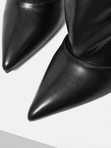 Mnmlis Pointed Thin Heel Over The Knee Boots For Women's Autumn And Winter New Pointed Thin Heel High Boots - Black - View 3