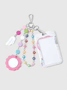 ROMWE Anime 1 Sweet, Fresh And Fashionable Multi-Colored Star Chain, Fish Cake Mirror Wings, Electronic Pet Machine, Acrylic Student Card, Campus Card, Star Card Cover DIY Keychain, Bag Pendant 1662516. - A - View 7