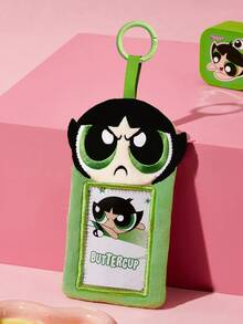 THE POWERPUFF GIRLS X SHEIN Grass Green Animation Card Bag, Three-Dimensional Hair Shape, Suitable For Putting Idou Small Cards, Work Cards, Campus Cards, Transportation Cards, Etc., Transparent PVC Window Design, Can Be Hung On The Bag - Powerpuff Girls - View 1