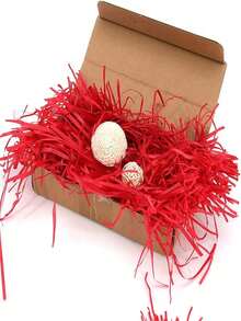 1 Pack Red, 20/50/100g Raffia Gift Box Filler, Creative Padding Grass For Birthday, Wedding, And Bridesmaid Gifts, Crinkle Cut Tissue Paper, Craft Shred Confetti Raffia Paper Filler For Easter Gift Box Wrapping Packing Filling - Red - View 4