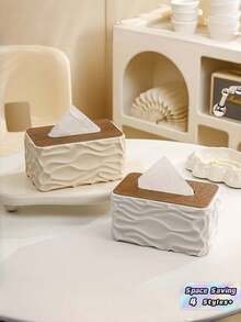 1 PC Minimalist Tissue Box Holder With Polished Lid Durable Space Saving Easy Clean Non Slip Base Practical Home Decor For Bathroom Living Room Countertop Desk Office Sturdy Organization Solution Must Have Accessory - Black - View 1