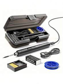 1‑Pack Cordless Soldering Iron, USB Rechargeable Soldering Tool With 3‑Level Temperature Adjustment, Comes With Flux, Stand And Storage Case For DIY Electronic Repair - Multicolor - View 6