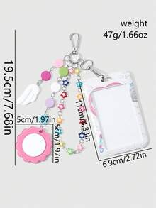 ROMWE Anime 1 Sweet, Fresh And Fashionable Multi-Colored Star Chain, Fish Cake Mirror Wings, Electronic Pet Machine, Acrylic Student Card, Campus Card, Star Card Cover DIY Keychain, Bag Pendant 1662516. - A - View 3