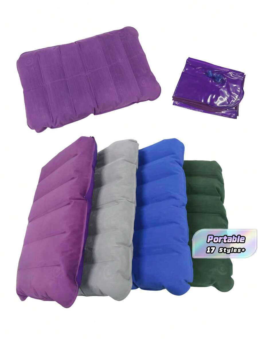 Highly Comfortable "Inflatable" Letter Design Pvc Flocked Inflatable Nap Pillow - Ideal For Travel & Camping, Self-Inflating Rectangular Sleeping Pad, Excellent Gift Recommendation For Vacation And Outdoor - Multicolor - View 1
