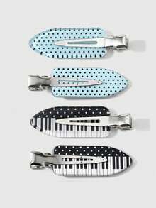ROMWE Kawaii 4 Exquisite Versatile Music Series Multi-Color Polka Dot Piano Keys Hairpin DIY Side Clip Hairpin Duck Bill Clip, Combination Set, Daily Wear - Multicolor-2 - View 5